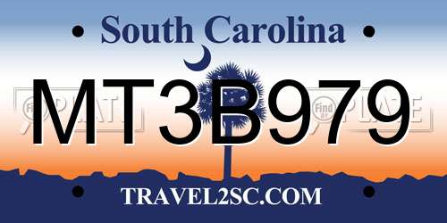 MT3B979 South Carolina License Plate