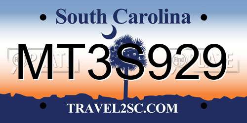MT3S929 South Carolina License Plate