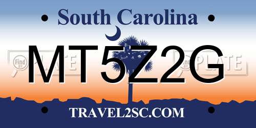 MT5Z2G South Carolina License Plate