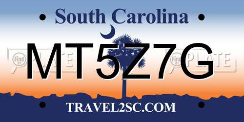 MT5Z7G South Carolina License Plate