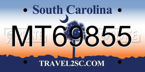 MT69855 South Carolina License Plate