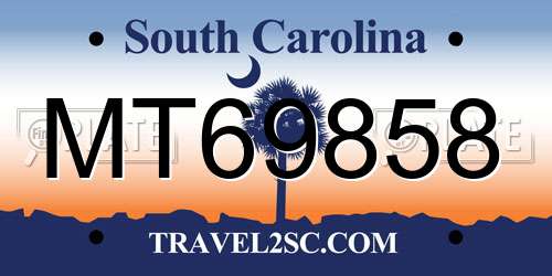 MT69858 South Carolina License Plate