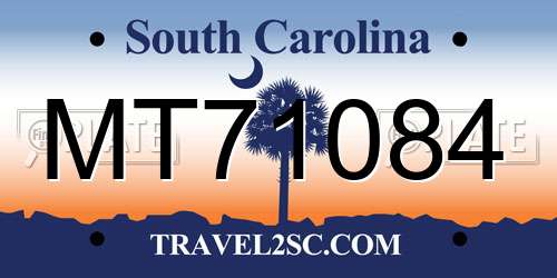 MT71084 South Carolina License Plate