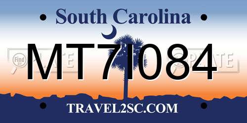 MT7I084 South Carolina License Plate