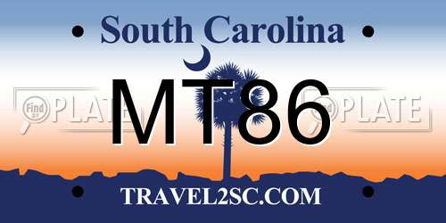 MT86 South Carolina License Plate