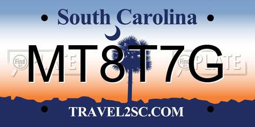 MT8T7G South Carolina License Plate