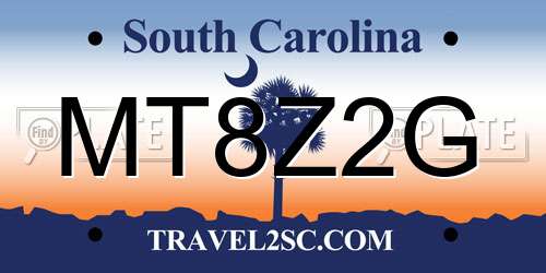 MT8Z2G South Carolina License Plate