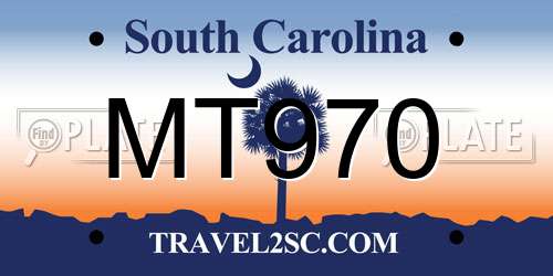 MT970 South Carolina License Plate