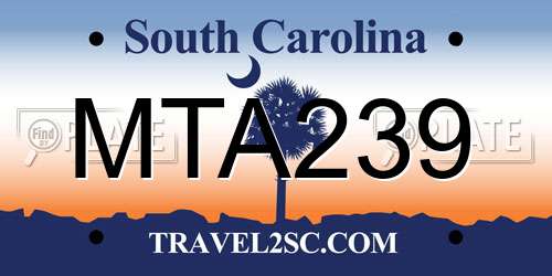 MTA239 South Carolina License Plate