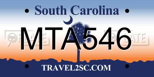 MTA546 South Carolina License Plate