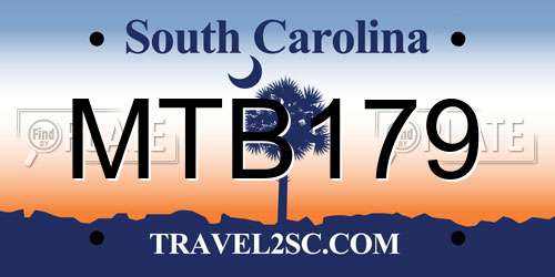MTB179 South Carolina License Plate