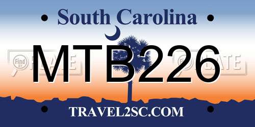 MTB226 South Carolina License Plate