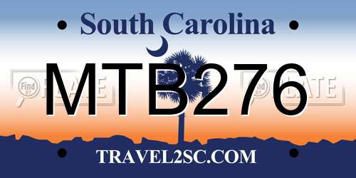 MTB276 South Carolina License Plate