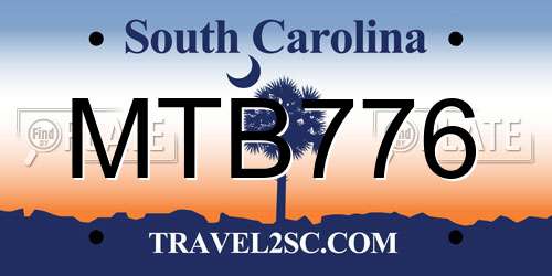 MTB776 South Carolina License Plate
