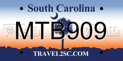 MTB909 South Carolina License Plate