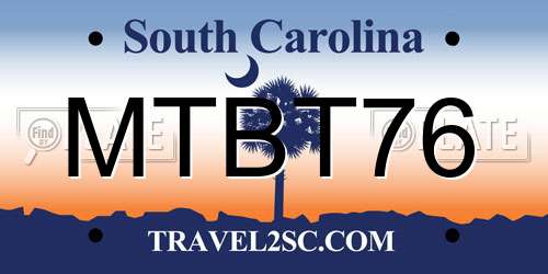 MTBT76 South Carolina License Plate