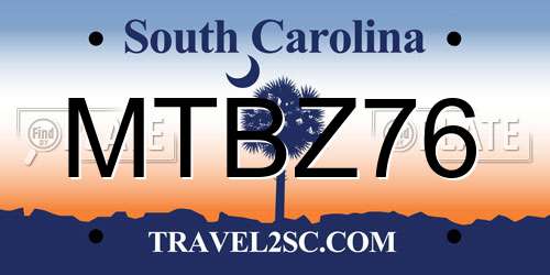 MTBZ76 South Carolina License Plate