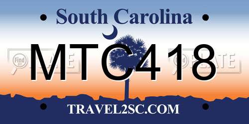 MTC418 South Carolina License Plate
