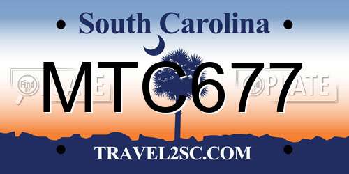 MTC677 South Carolina License Plate