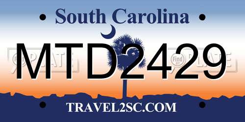 MTD2429 South Carolina License Plate