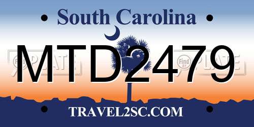 MTD2479 South Carolina License Plate