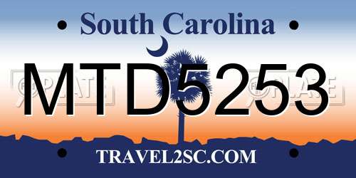 MTD5253 South Carolina License Plate