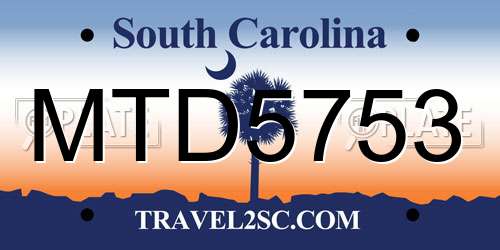 MTD5753 South Carolina License Plate