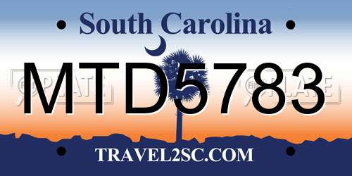 MTD5783 South Carolina License Plate
