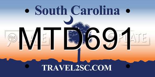 MTD691 South Carolina License Plate
