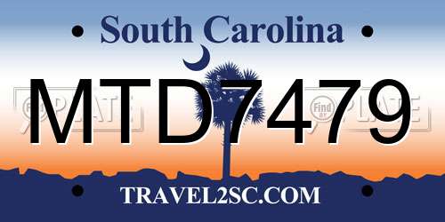 MTD7479 South Carolina License Plate