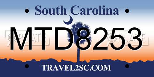 MTD8253 South Carolina License Plate