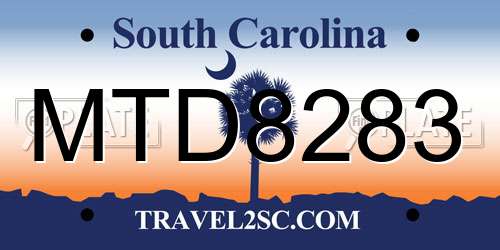 MTD8283 South Carolina License Plate