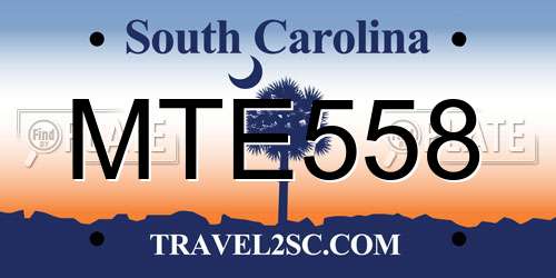 MTE558 South Carolina License Plate
