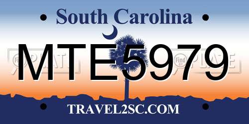 MTE5979 South Carolina License Plate