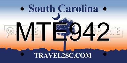 MTE942 South Carolina License Plate