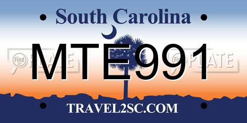 MTE991 South Carolina License Plate