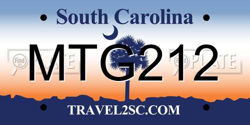 MTG212 South Carolina License Plate