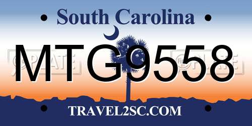 MTG9558 South Carolina License Plate