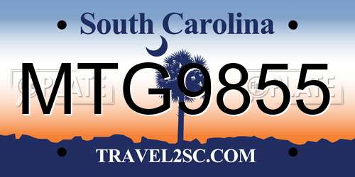 MTG9855 South Carolina License Plate
