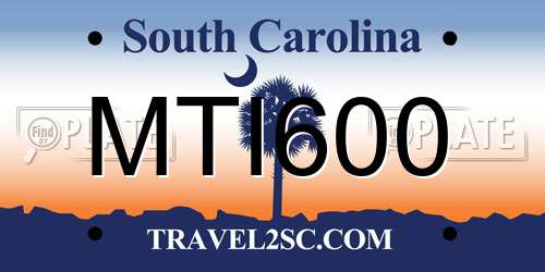 MTI600 South Carolina License Plate