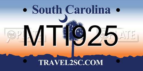 MTI925 South Carolina License Plate
