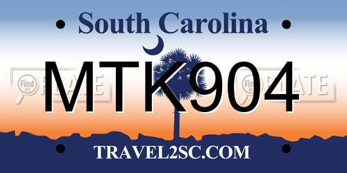 MTK904 South Carolina License Plate