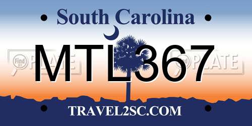 MTL367 South Carolina License Plate