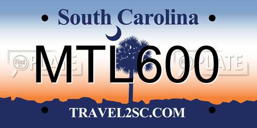 MTL600 South Carolina License Plate