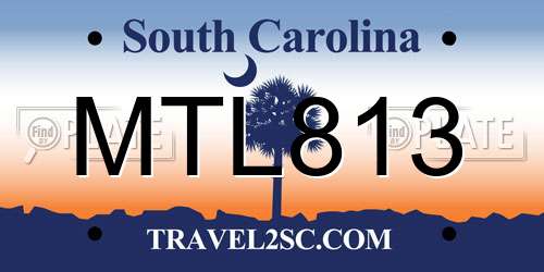 MTL813 South Carolina License Plate