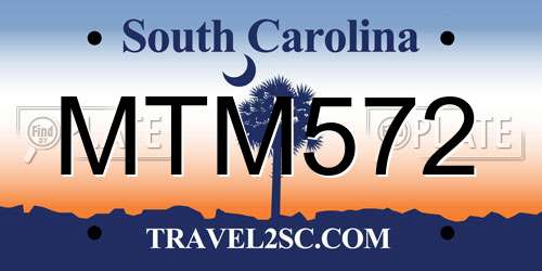 MTM572 South Carolina License Plate