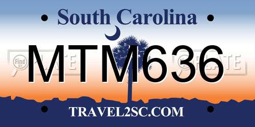 MTM636 South Carolina License Plate