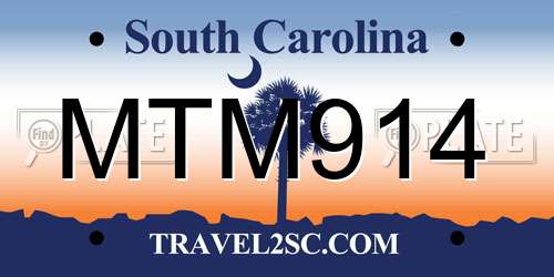 MTM914 South Carolina License Plate