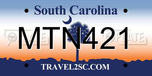 MTN421 South Carolina License Plate