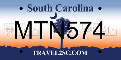 MTN574 South Carolina License Plate